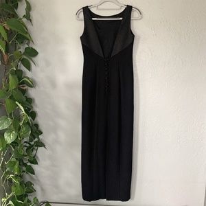 tuxedo button-back formal dress